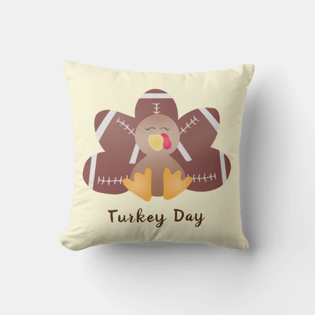 Happy Turkey Day Football Feathers Kissen (Vorderseite)