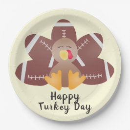 Happy Turkey Day Football Feathers Pappteller