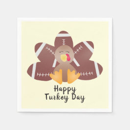 Happy Turkey Day Football Feathers Serviette