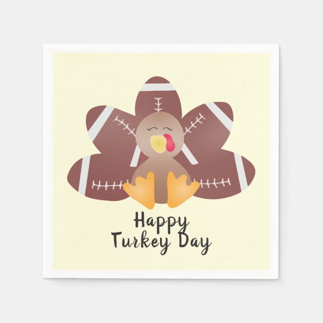 Happy Turkey Day Football Feathers Serviette (Vorderseite)