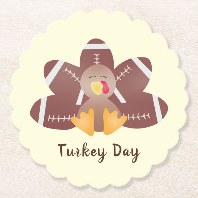Happy Turkey Day Football Feathers Untersetzer (Vorderseite)