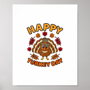 Happy Turkey Day Funny Erntedank Familie Männer Wo Poster