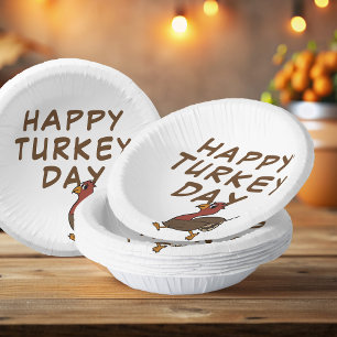 Happy Turkey Day Funny Erntedank Paper Bowls Pappteller