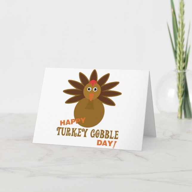 Happy Turkey Gobble Day Erntedank Feiertagskarte (Vorderseite)