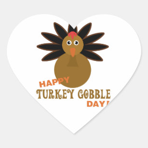 Happy Turkey Gobble Day Erntedank Herz-Aufkleber