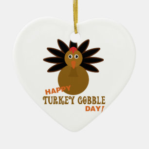 Happy Turkey Gobble Day Erntedank Keramikornament