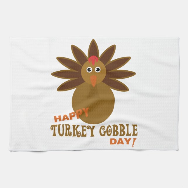Happy Turkey Gobble Day Erntedank Küchentuch (Horizontal)