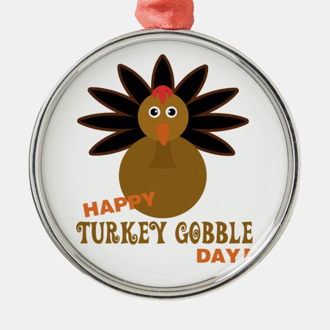 Happy Turkey Gobble Day Erntedank Ornament Aus Metall (Vorne)