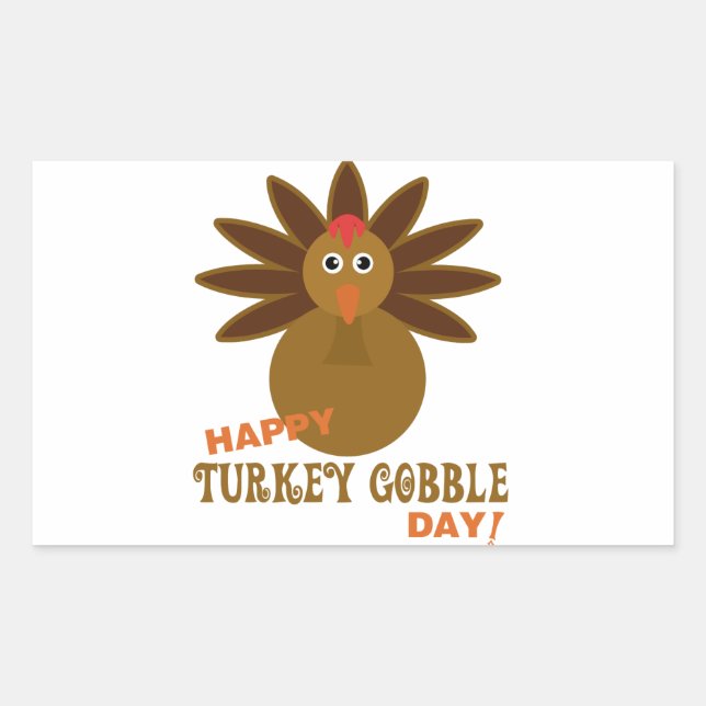 Happy Turkey Gobble Day Erntedank Rechteckiger Aufkleber (Vorderseite)