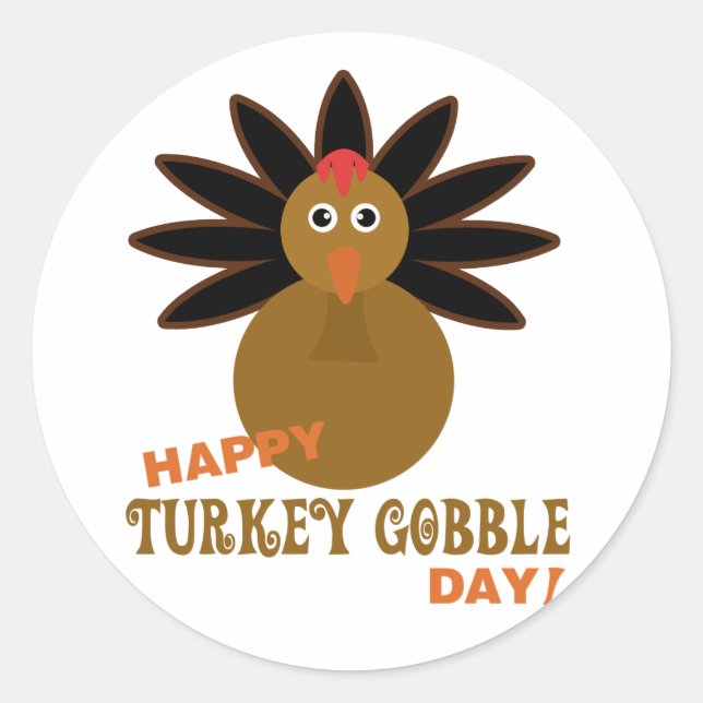 Happy Turkey Gobble Day Erntedank Runder Aufkleber (Vorderseite)