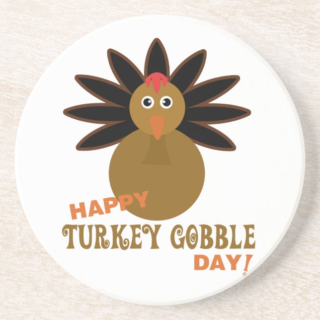 Happy Turkey Gobble Day Erntedank Sandstein Untersetzer (Vorne)