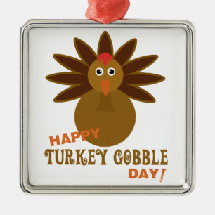 Happy Turkey Gobble Day Erntedank Silbernes Ornament