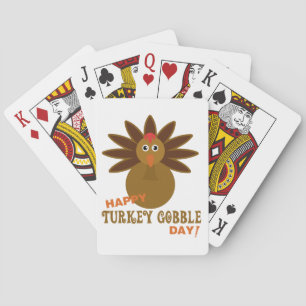 Happy Turkey Gobble Day Erntedank Spielkarten