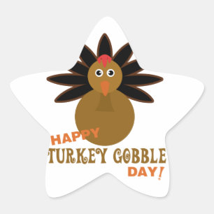 Happy Turkey Gobble Day Erntedank Stern-Aufkleber