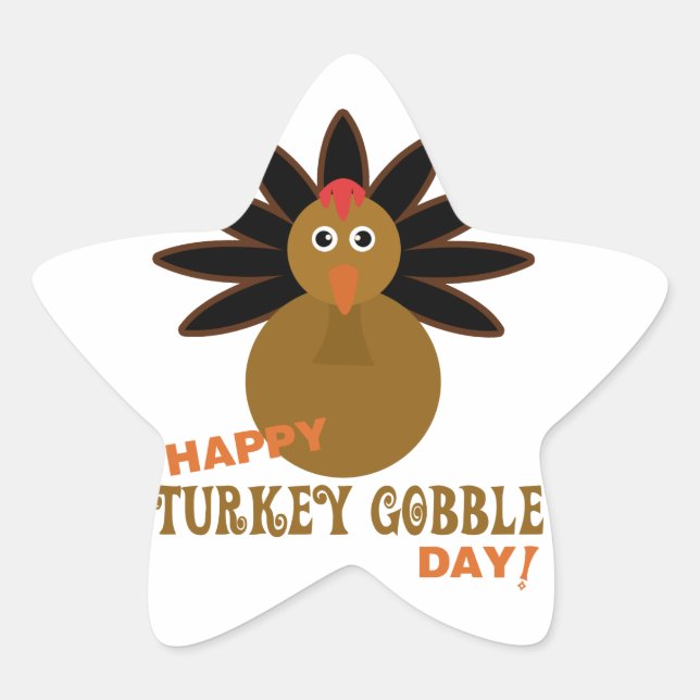 Happy Turkey Gobble Day Erntedank Stern-Aufkleber (Vorderseite)