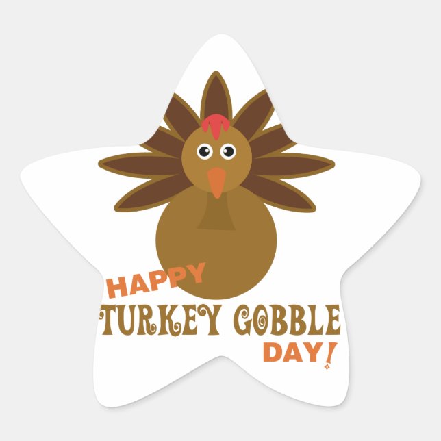 Happy Turkey Gobble Day Erntedank Stern-Aufkleber (Vorderseite)