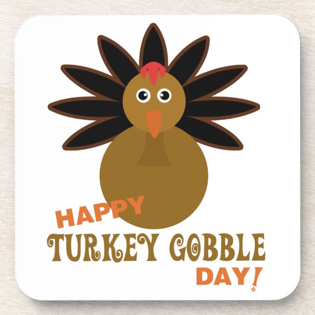 Happy Turkey Gobble Day Erntedank Untersetzer (Vorderseite)
