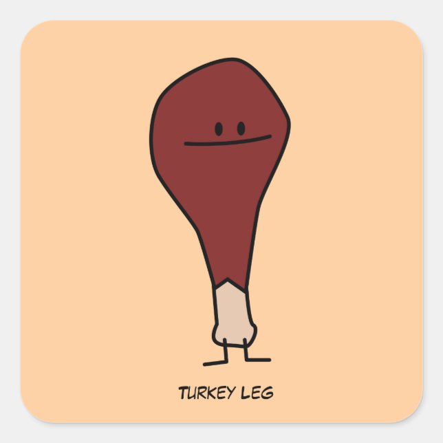 Happy Turkey Leg Drumstick Protein Vogel Quadratischer Aufkleber (Vorderseite)