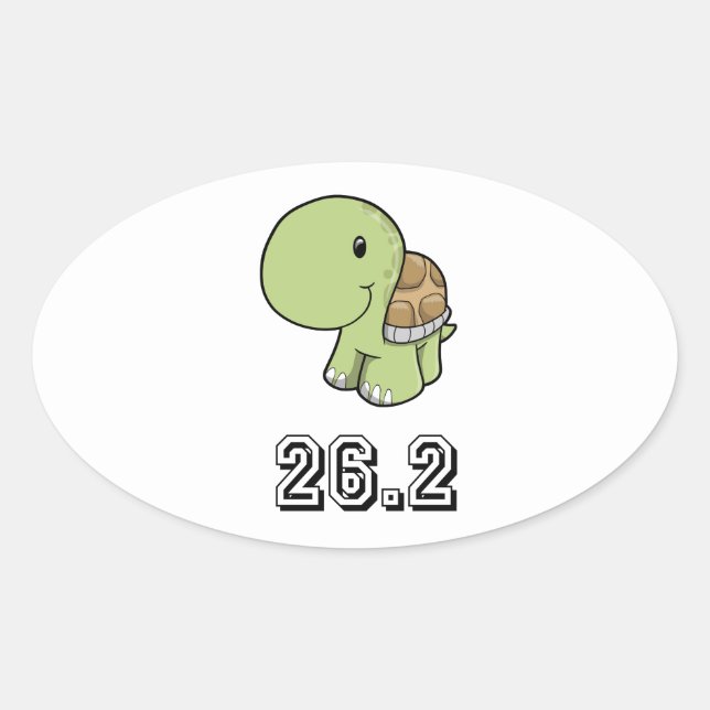 Happy Turtle 26,2 Ovaler Aufkleber (Vorderseite)
