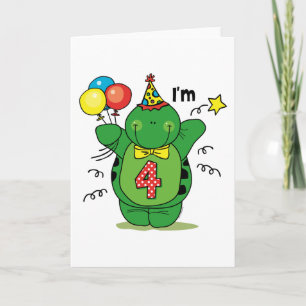 Happy Turtle 4. Geburtstag Karte