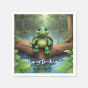 Happy Turtle Birthday Serviette