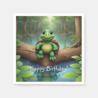 Happy Turtle Birthday Serviette