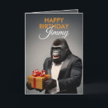 Happy Tuxedo Gorilla Funny Birthday Karte<br><div class="desc">Dieser in einem Tuxedo verkleidete,  beeindruckende Dapper Gorilla ist bereit,  ein Lächeln und ein besonderes Geschenk im Stil zu liefern.</div>