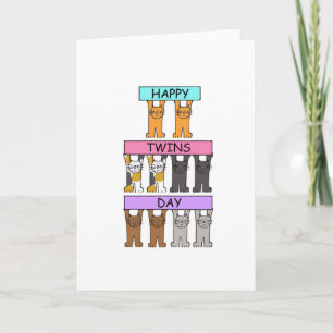 Happy Twins Day 18. Cartoon Cats Karte