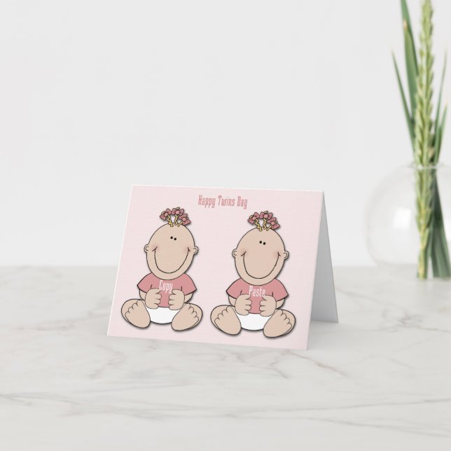 Happy Twins Day Girls Card Karte (Vorderseite)