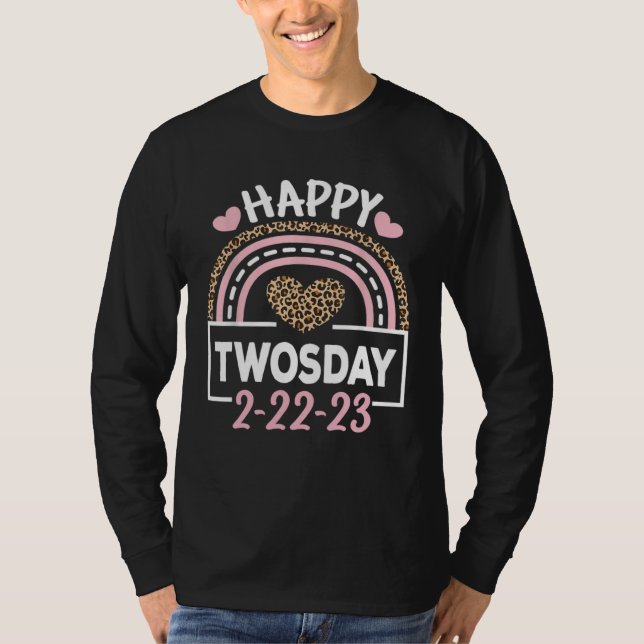 Happy Twosday 2023  Pink Leopard Twos Day 22223 T-Shirt (Vorderseite)