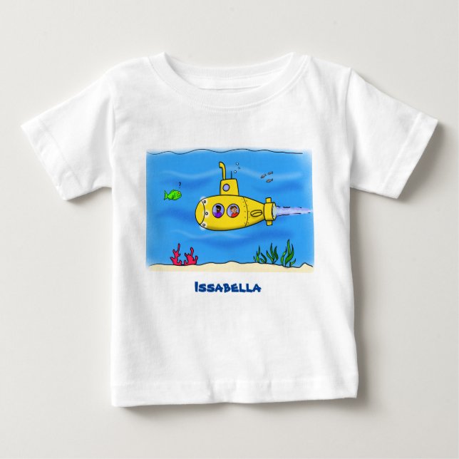Happy U-Boot-Cartoon Baby T-shirt (Vorderseite)