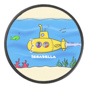 Happy U-Boot-Cartoon Eishockey Puck