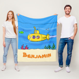 Happy U-Boot-Cartoon Fleecedecke