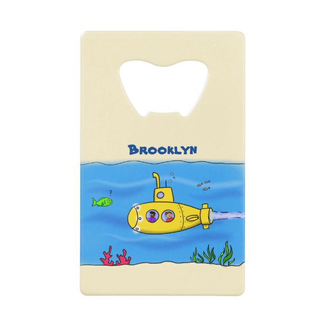 Happy U-Boot-Cartoon Geldbeutel Flaschenöffner (Vorderseite)