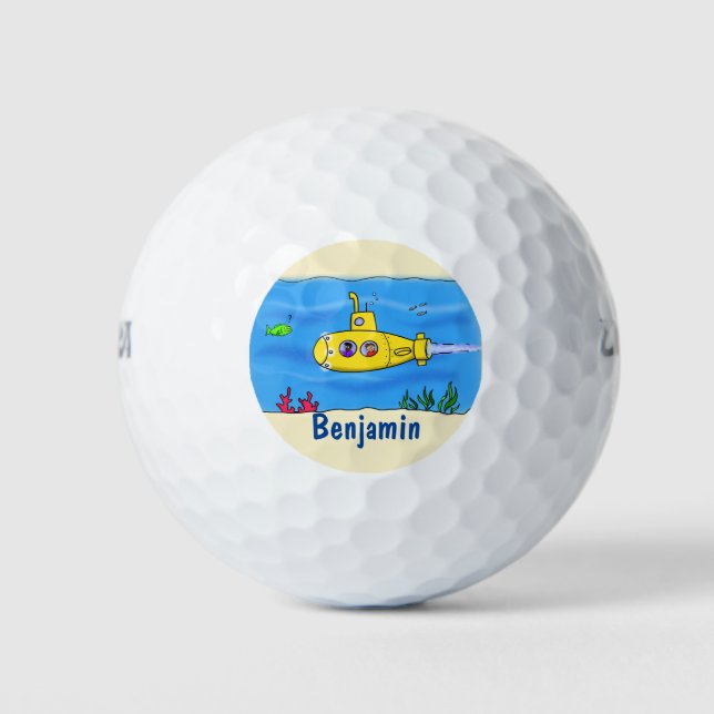 Happy U-Boot-Cartoon Golfball (Vorderseite)