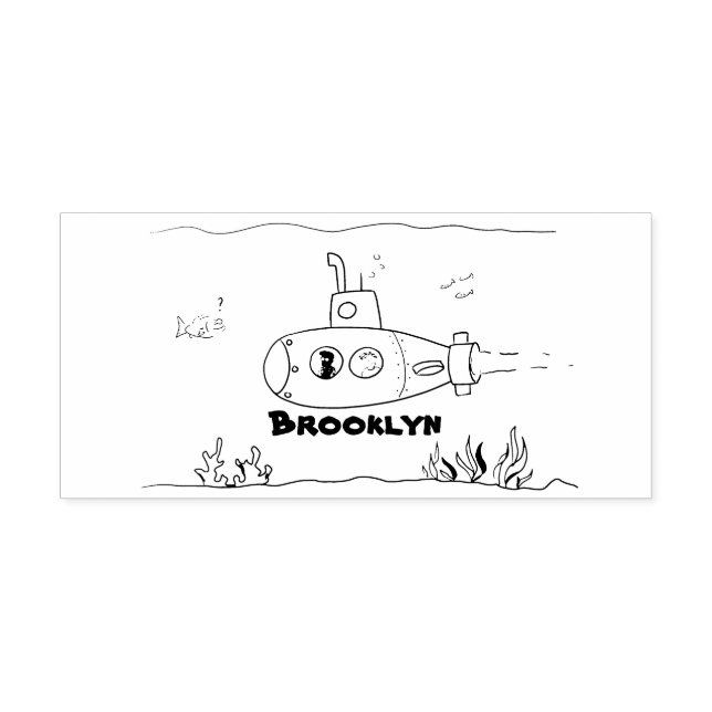 Happy U-Boot-Cartoon Gummistempel (Prägung)
