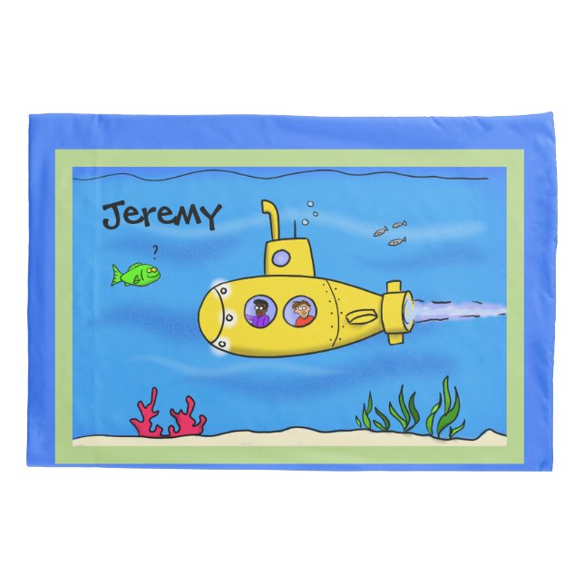 Happy U-Boot-Cartoon Kissenbezug (Rückseite)