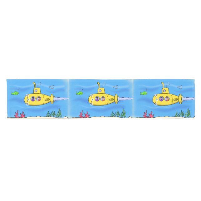 Happy U-Boot-Cartoon Kurzer Tischläufer (Horizontal)
