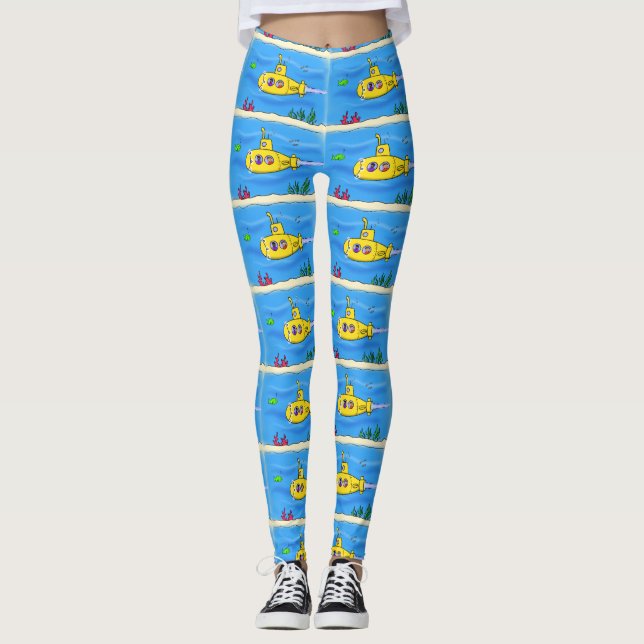 Happy U-Boot-Cartoon Leggings (Vorderseite)