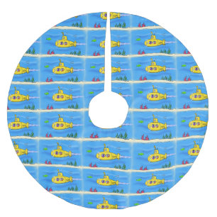 Happy U-Boot-Cartoon Polyester Weihnachtsbaumdecke