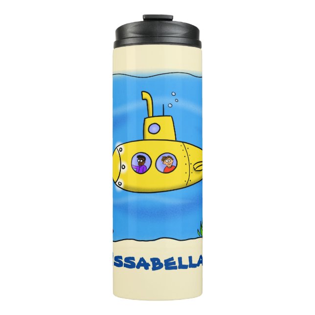 Happy U-Boot-Cartoon Thermosbecher (Vorderseite)