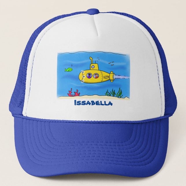 Happy U-Boot-Cartoon Truckerkappe (Vorderseite)