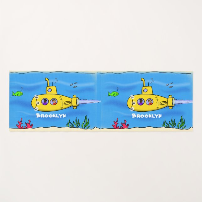 Happy U-Boot-Cartoon Yogamatte (Vorderseite (Horizontal))