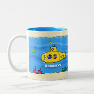 Happy U-Boot-Cartoon Zweifarbige Tasse