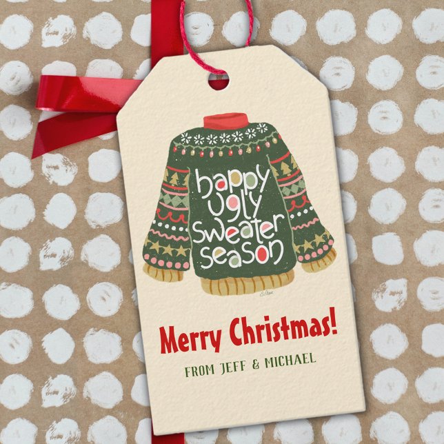 Happy Ugly Sweater Season Geschenkanhänger (Funny and cute gift tags, for some holiday humore)