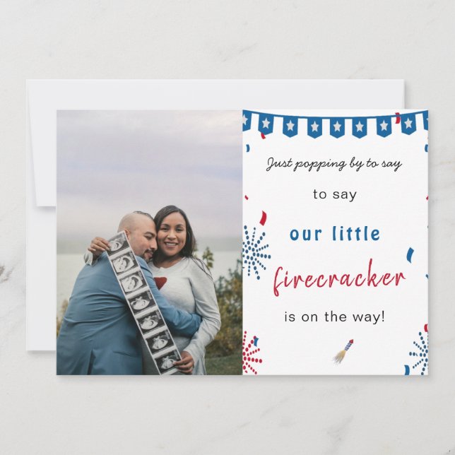 Happy Unabhängigkeit 4. july Baby schwanger Foto Ankündigung (Vorderseite)