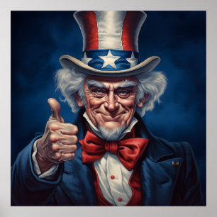 Happy Uncle Sam mit Thumbs Up Poster