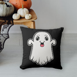 Happy und Niedlich Cartoon Ghost Halloween Schwarz Kissen