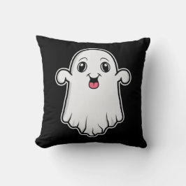 Happy und Niedlich Cartoon Ghost Halloween Schwarz Kissen