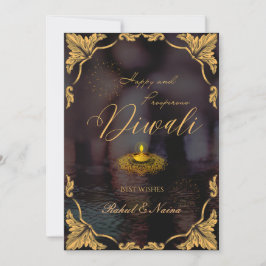 Happy und wohlhabend Diwali Elegant anpassbar Feiertagskarte